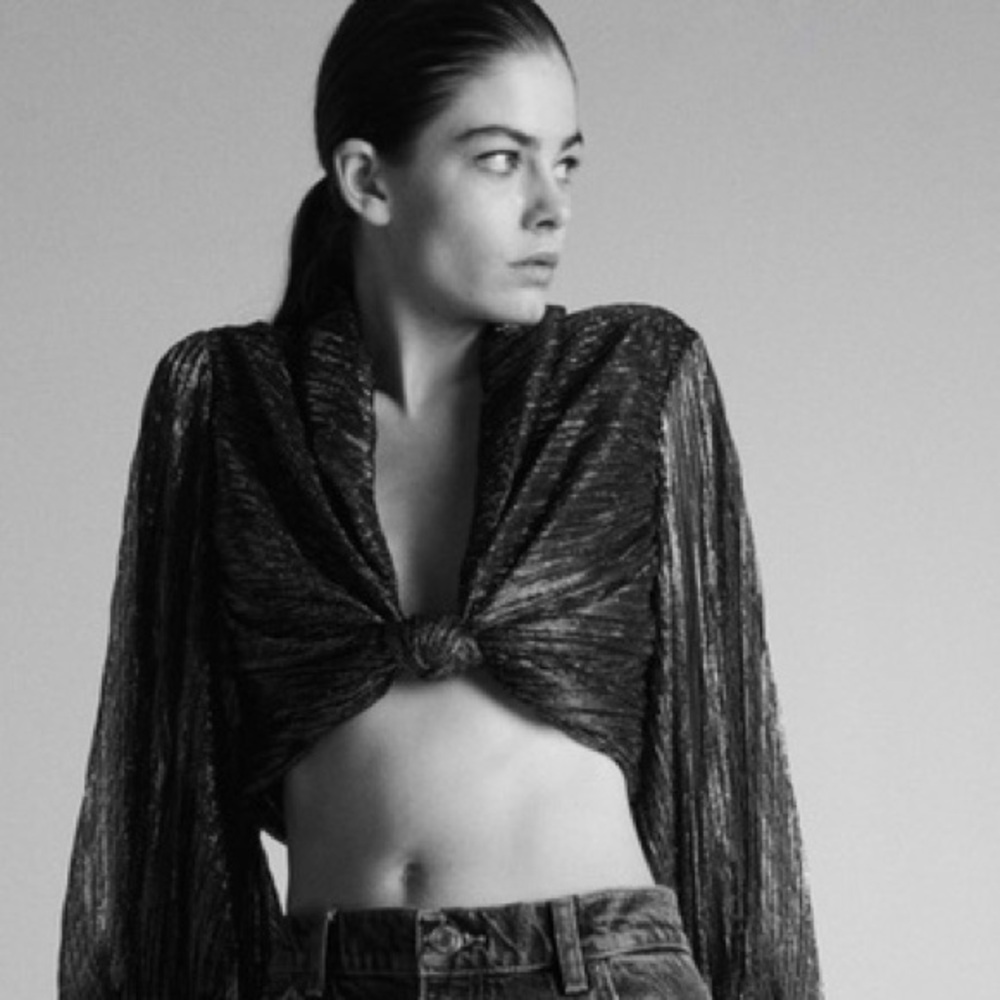 ZARA Shimmering Black and Silver cropped Top